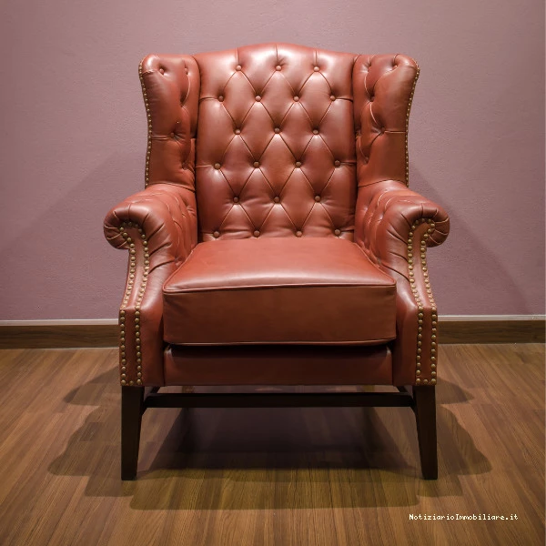 poltrona chesterfield in pelle colori caldi e avvolgenti