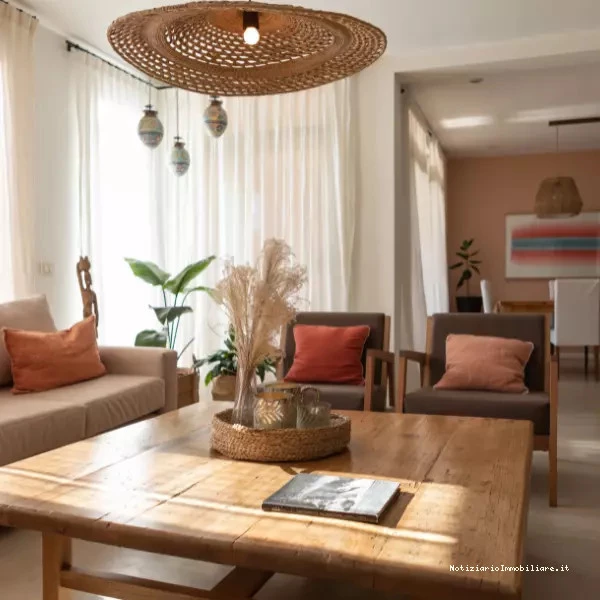 arredamento soggiorno con lampada particolare
