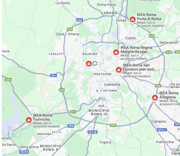 Mappa dei Negozi Ikea Roma