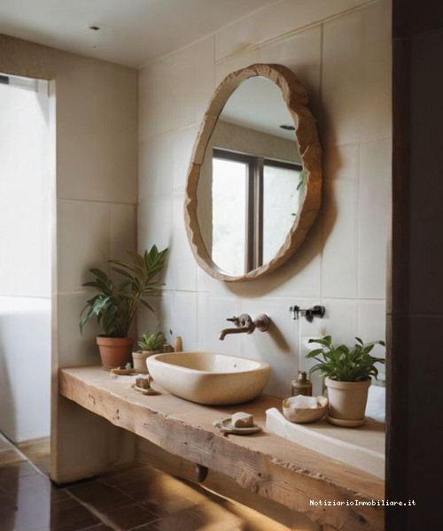 Mensolone bagno in legno naturale